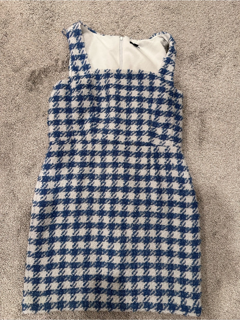 Ann Taylor Blue and White Tweed Houndstooth Sheath Dress